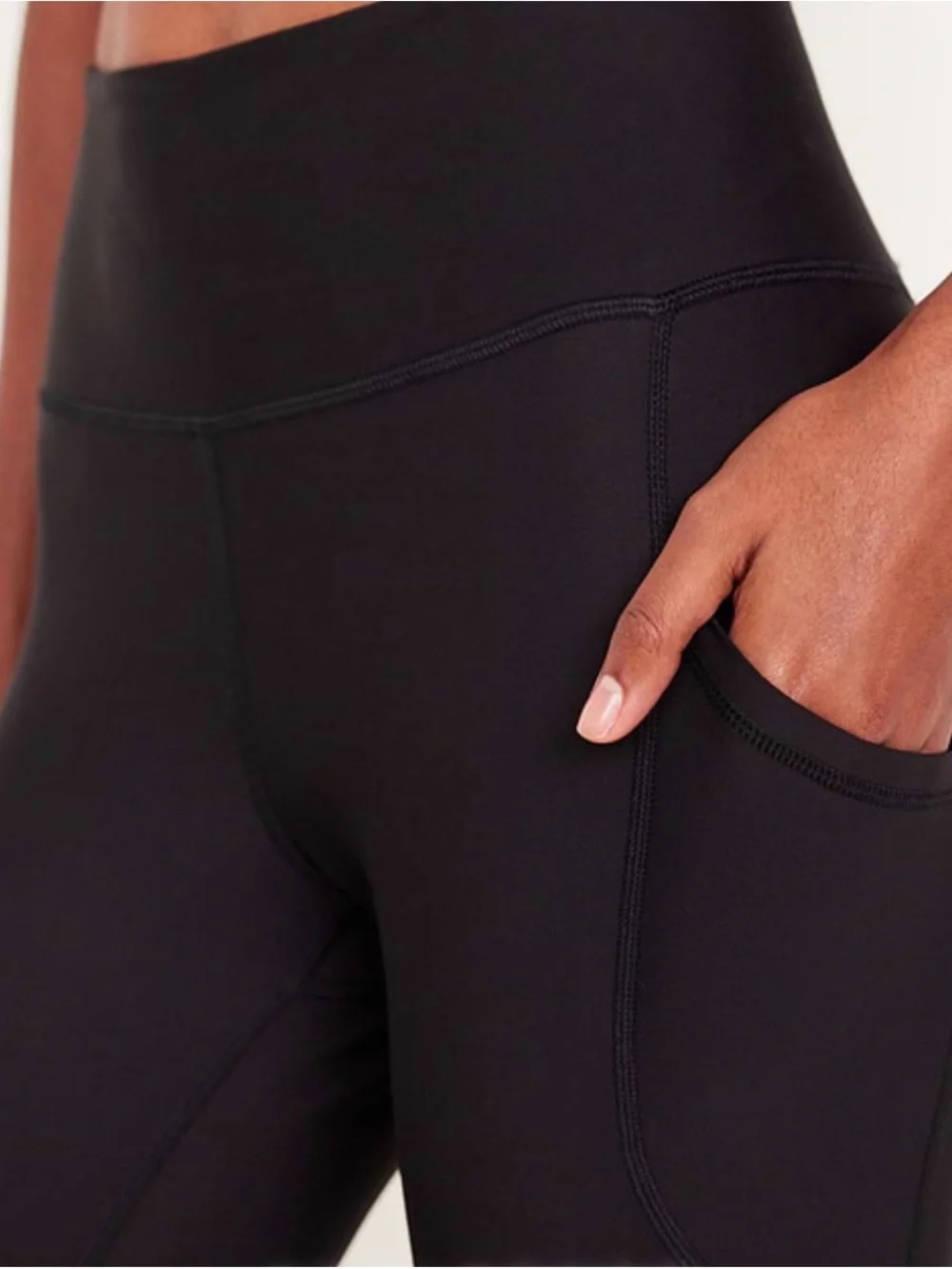 Old Navy Powersoft Ribbed Pocket Black High-Waist Performance Leggings